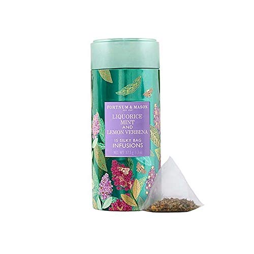 Fortnum and Mason British Tea. Liquorice, Mint and Lemon Verbena Infusion Tin, 15 Count Silky Tea Bags (1 Pack)