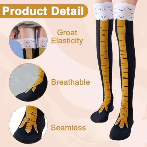 Roinaid 3 Paar Chicken Leg Socks Hühnerbein Socken Lustige Hühnerbein Oberschenkelhohe Strümpfe Kniehohe Truthahnsocken Cartoon Winter Warme Socken Einheitsgröße Witzige Geschenke