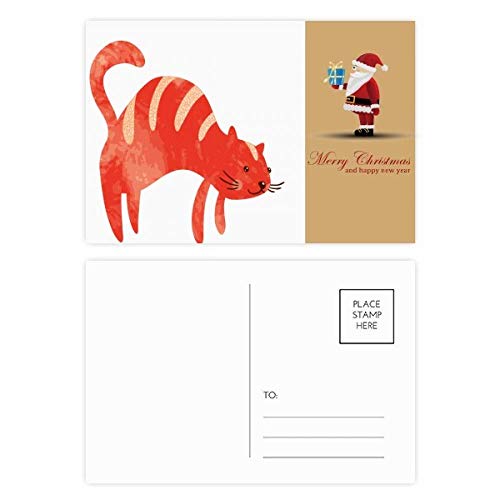 Carte postale chat rouge Noël aquarelle pour décorer vos tables