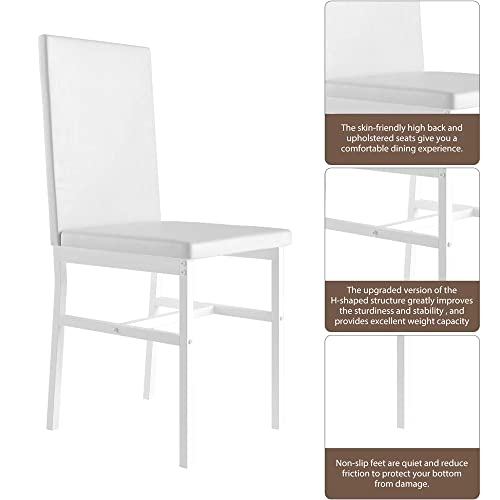 Hooseng Dining Table Set For 4, Space Saving Kitchen Table And Chairs For 4, 5 Pieces Faux Marble Dining Room Table Set With 4 Pu Leather Chairs For Small Space, Living Room, Breakfast Nook, White #TOP6