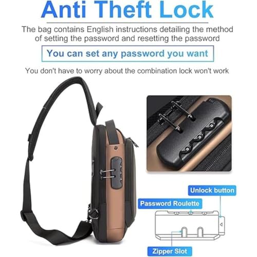 Image of SKYTONE Side Bag Anti Theft Unisex Waterproof, USB Charging port Shoulder Backpack With Multifunctional Use for Travel, Hiking, Camping, Daily Out
