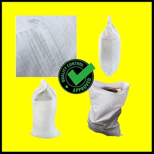 Woven Rubble Builder Sacks, Heavy Duty Builders Bags | White, Polypropylene, 20 x 30/50cm x 75cm | Garden Waste Bags, Large Industrial Sack, Sand Bags (15-Pack)