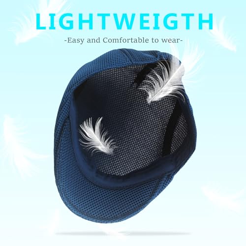 Image of meioro Men's Mesh Flat Cap Summer Breathable Newsboy Hats Beret Ivy Cap Gatsby Irish Cabbie Driving Hat Full Head Wrap