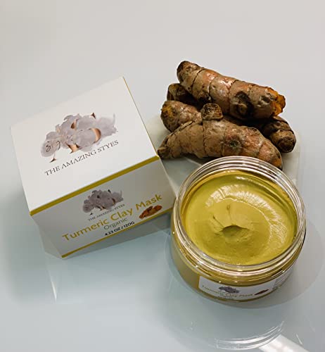 Turmeric Clay Mask Organic Ingredients Bentonite, Turmeric, Ginger Roots, Vitamin C Face Mask, Aloe Barbadernsis, Golden Chamomile, for Brighten, Tone, Radiant Skin Acne Control, and eczema, Cleaning smooth skincare 4.23 Oz