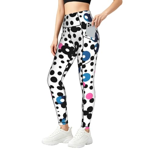 Legging blanc à pois avec poches femme vêtement de fitness