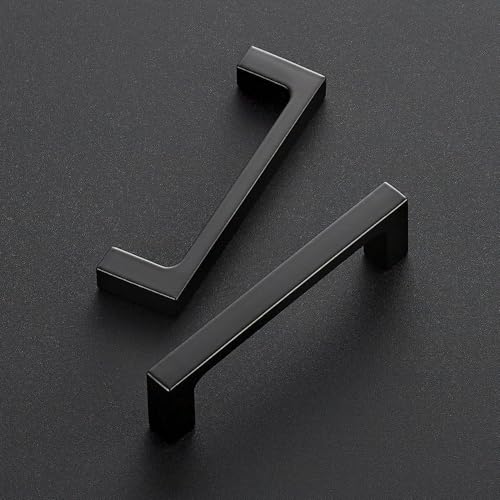 Image of Ravinte 1 Pack Solid 3-1 /2 Inch Kitchen Square Cabinet Handles Matte Black Pulls Drawer Pulls Kitchen Cabinet Hardware Flat Black Handles