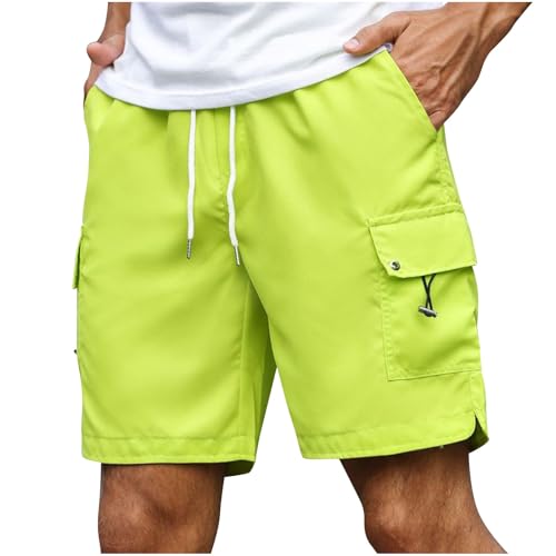 Mens Cotton Linen Shorts Workout Running Sport Beach Summer Pant Drawstring Loose Fit Casual Trousers with Pocket