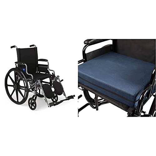 Medline Lightweight & User-Friendly Wheelchair with Flip-Back & DMI Seat Cushion and Chair Cushion for Office Chairs, Wheelchairs, Mobility Scooters, 16x18x4