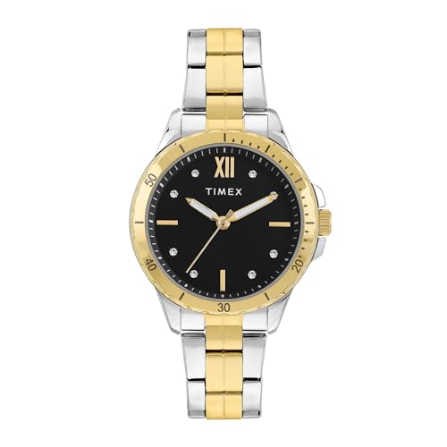 TIMEX Analog Watch for Women with Black Dial & Multicolor Stainless Steel Bracelet Band - Water Resistant Women's Wrist Watches -TWEL232SMU04