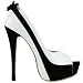 Show Story Sexy White Black Two Tone Peeptoe Bow Stiletto Platform High Heels Pumps,LF40501WT40,9US,White