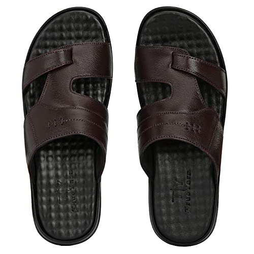 Image of Men's Genuine Leather Slippers | Thong Sandals For Men | Comfortable | Cushioned Insole | Durable | Handmade | All Occasion Slippers