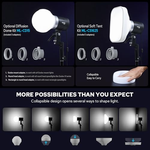 Image of Godox ML30Bi Handheld Bi-Color LED Video Light, Portable Studio LED Continuous Light 2800K-6500K, 41000 lumens CRI 96+ TLCI 97+, 21 FX Effects, APP Control, Silent Mode, Compatible with Godox Mount