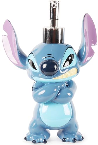 Jay Franco Kids Soap Dispenser 8 Resin Hand Lotion Pump Bathroom & Kitchen Decor Official Licensed Product Blue - Lilo and Stitch