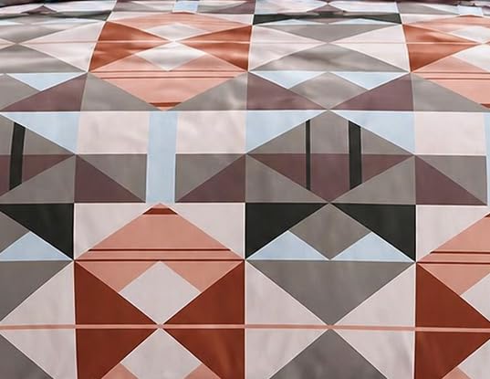 Image of DECOR2ADMIRE 300 TC Super King Size Glace Cotton Printed Bedsheet with 2 Pillow Covers - 108 inch x 108 inch (275cm x 275cm) - Available in Multiple Elegant Designs (Peach Blocks)