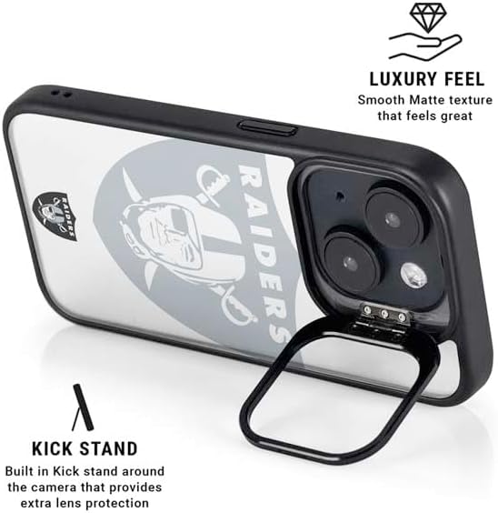 Skinit Kickstand Phone Case Compatible with iPhone 16 - Officially Licensed NFL Las Vegas Raiders Double Vision Design