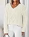 ZESICA Women's Spring Oversized Sweaters 2026 Casual Long Sleeve V Neck Cable Knit Trendy Pullover Tops Apricot X-Large