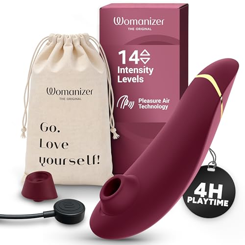 Womanizer Premium 2 Clitoris Vibrator for Women | Clit Sucker Adult Toys | Vibrating Adult Sex Toy | Clit Stimulator for Woman with 14 Suction Speeds | Waterproof Clitoral Stimulation Massager | Red