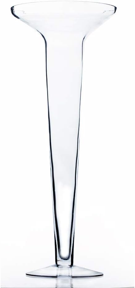 WGV Trumpet Vase, Open Width 6", Height 17.5", Taper Down (Multiple Sizes Choices) Clear Glass Floral Planter Centerpiece, Wedding Event Home Decor, 1 Piece (VTV2618)