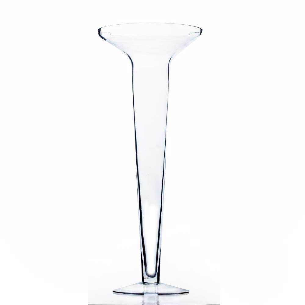 WGV Clear Trumpet Glass Vase, Open 10", Height 25.5", Tapered Flared Floral Container, Wedding Event Centerpiece, Home Office Decor, 1 Piece