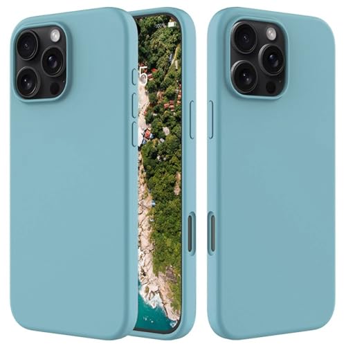 Image of FIRST MART Silicone Back Case for iPhone 16 Pro, Soft-Touch Phone Back Cover for Apple iPhone 16 Pro - Sky Blue