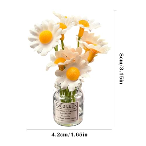 Image of Set of 4 Cute Flower Bouquet Car Air Freshener Vent Clips, Mini Artificial Flowers for Car Air Vent Decoration, Auto Interior Dashboard Ornament Accessories (Daisy)