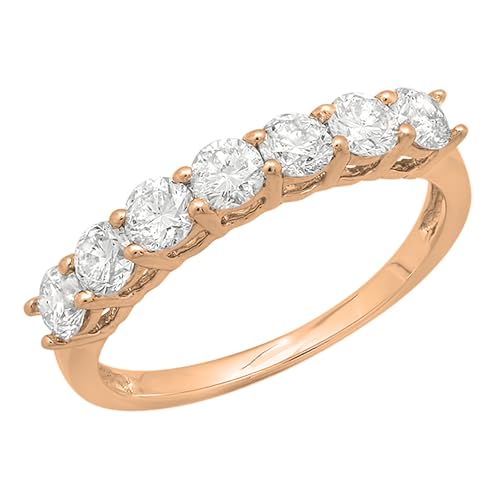 Anillo de boda de 0,90 quilates (quilates) con diamante blanco redondo cultivado en laboratorio de 18 quilates, oro rosa, talla 5, Diamante cultivado en laboratorio, dorado, Diamante sintético