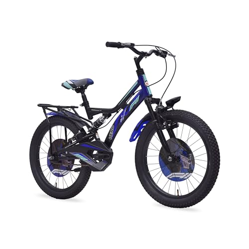Hero F11 20T Single Speed Bicycle for Kids with Inbulit Carrier | Dark Blue | Dual Suspension | V Brake | Steel Frame : 14Inches | Rider Height : 3ft 8" - 4ft 5" | 85% Pre Assembled Bicycle