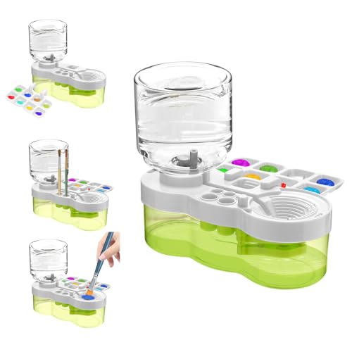 Paint Brush Cleaner with Paint Tray, 2025 Upgraded 3-in-1 Water Circulation Rinser Paintbrush Cleaner with Drain and Brush Holder, Painting Supplies for Acrylic, Watercolor, Water Based Paints