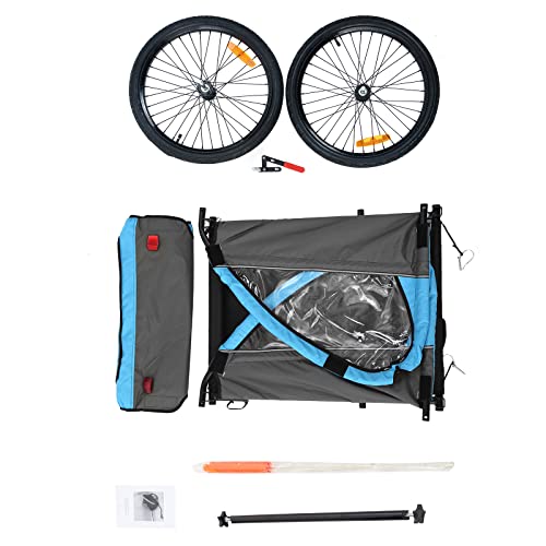 Goujxcy Kids Bicycle Trailer, Bike Child Carrier Trailers, Child Bike Trailer With A Strong Steel Frame For 1 To 2 Kids, Compact Fold For Travel And Storage (Light Blue) #TOP5