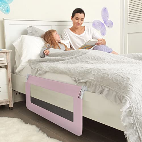 Comfybumpy Toddler Bed Rail Guard For Kids Twin, Double, Full Size Queen & King Mattress - Bedrail For Toddlers - Fit For Slats & Boxspring - Children & Baby Bed Rails (Pink Reg) #TOP1