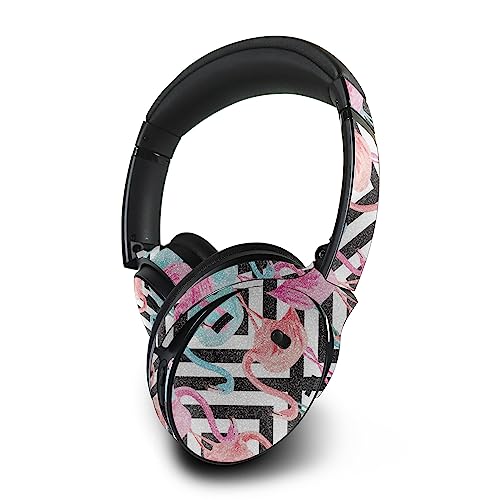 Image of MightySkins Glossy Glitter Skin Compatible with Bose QuietComfort 45 Headphones Pop Flamingo | Protective, Durable High-Gloss Glitter Finish | Easy to Apply | Made in The USA