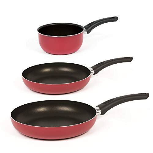 Set Padelle Antiaderenti Ø 24 28 e Casseruola Ø 16 in Alluminio - Ravelli Linea 10 - Kit Cucina 3 Pezzi