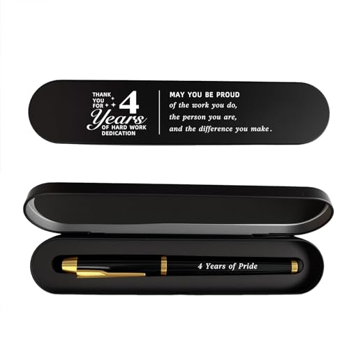 iyaone 4 Year Work Anniversary Pen Gift- Engraved Gel Pen for Employee & Staff Appreciation Award, 4 Year Service Recognition