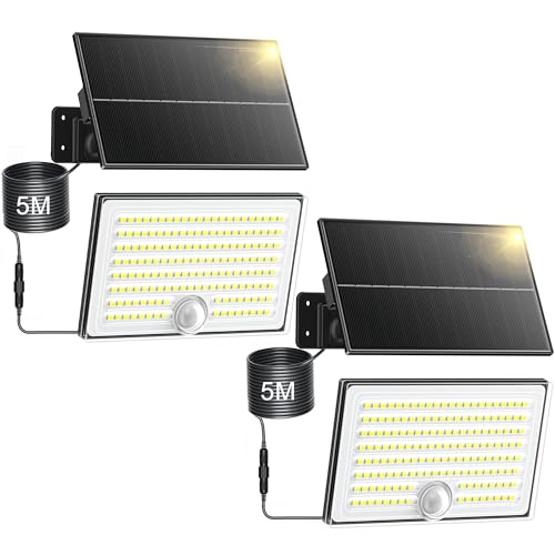 Giliwosy Solarlampen für Außen mit Bewegungsmelder,IP65 Wasserdicht,5m Kabel & Split-Design,Solar Aussenleuchte Kaltweiß für...