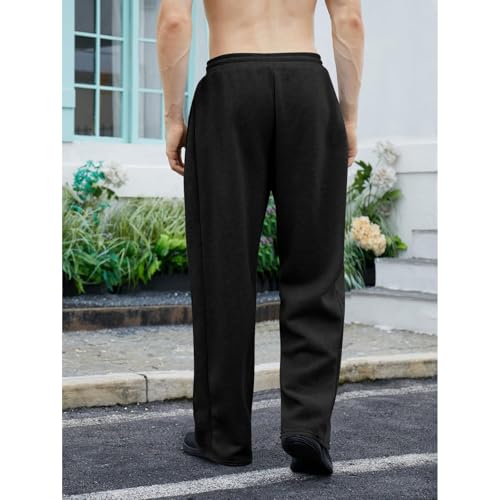 Mens Baggy Sweatpants Wide Leg Relaxed Fit Big and Tall Sweat Pants with Pockets Lounge Fleece Pants Open Bottom Trousers3
