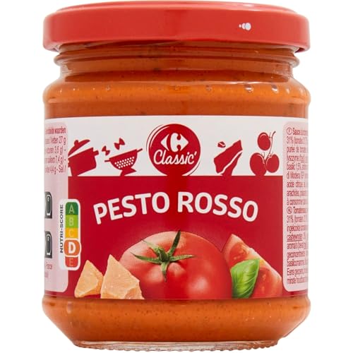 Sauce pesto rosso CARREFOUR CLASSIC repas de pâtes Express 4x190g