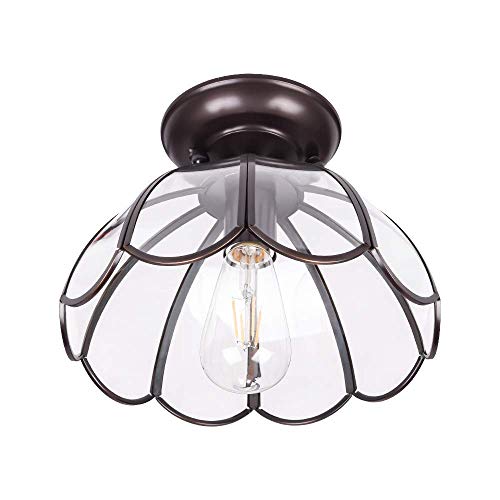 Gaze Vintage Brushed Bronze Semi Flush Mount Ceiling Light(7.08" H) Copper with Clear Glass Shade Ceiling Lamp for Bedroom, Laundry, Living Room,Foyer,Hallway,Entrance Gaze Vintage Brushed Bronze Semi Flush Mount Ceiling Light(7.08" H) Copper with Clear Glass Shade Ceiling Lamp for Bedroom, Laundry, Living Room,Foyer,Hallway,Entrance
