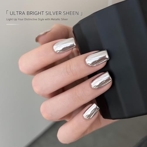 GAOY Metallic Gel Nail Polish, Silver Chrome Painting Gel for Nail Line Art, Metal Finish for DIY and Salon 5g