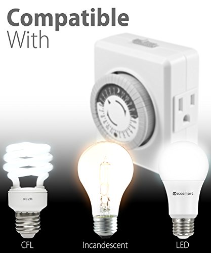 Tomada temporizador 24 horas (pacote com 2), Fosmon 3 pinos tomada dupla plug-in temporizador mecâni