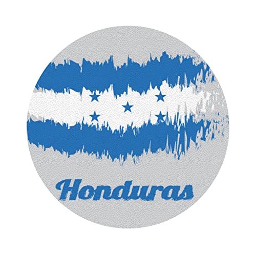 Lot de 6 sous-verres absorbants en cuir avec motif drapeau du Honduras - Pour table basse, restaurant, cuisine, bureau, dommage ou pendaison de crémaillère - 10 cm