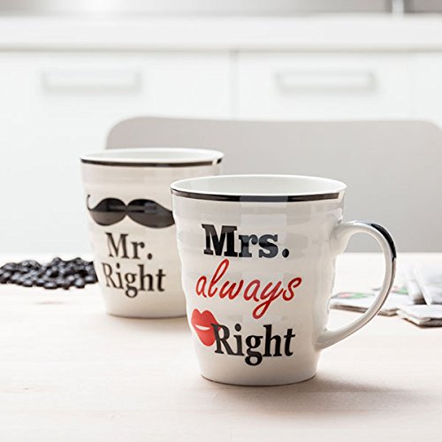 Tazza con scritta Mr Right & Mrs Always Right