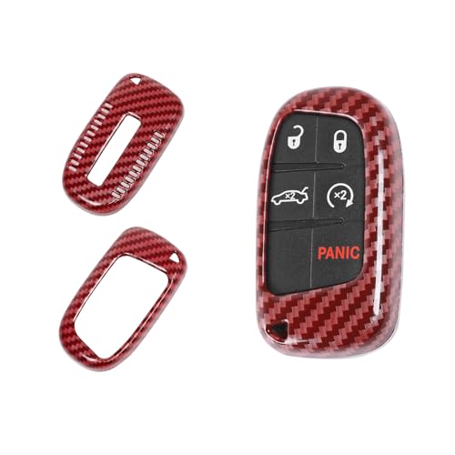 Coque de clé en fibre de carbone rouge JeCar pour éviter les rayures de télécommande