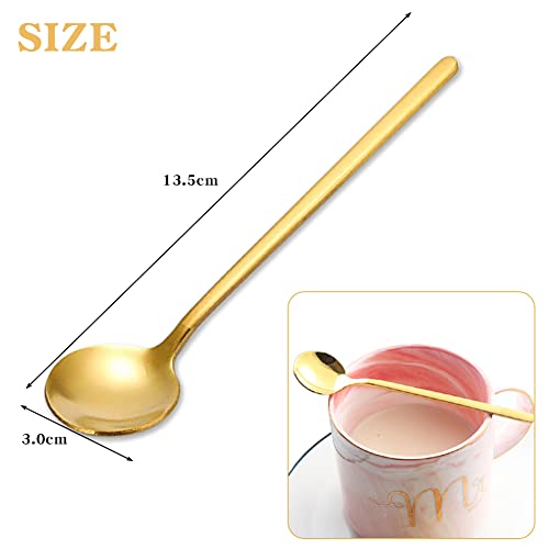 Cucchiaio Rotondo Dorato,8 Cucchiaini da Caffè a