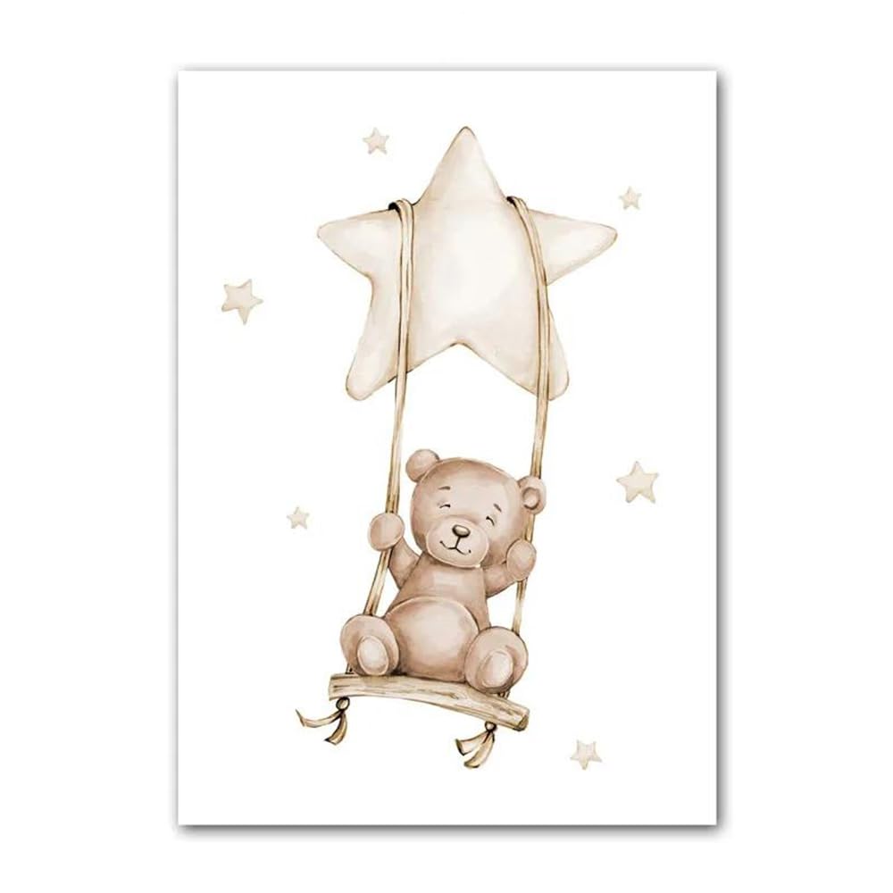BeiYiHo 3 Affiche Chambre Bébé Beige Deco Ourson Chambre Bebe Tableau Decoration Murale Chambre Garcon 30x40 Poster Ours Chambre Enfant Garcon Cadeau SANS CADRE
