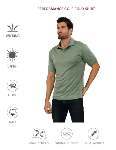 Golf Shirts for Men - Short Sleeve Performance Solid Moisture Wicking Polo Shirt4