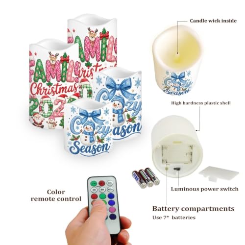Image of Christmas Embroidery Color Changing Electric Candles, 4 Pack