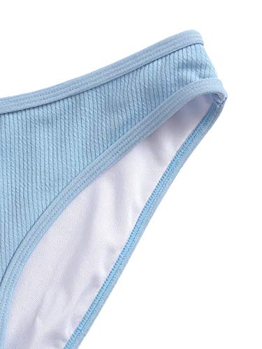 SweatyRocks Women's Bathing Suits Spaghetti Strap Criss Cross Back Bikini Ribbed Swimsuit