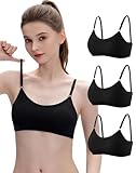 INNERSY Sport BH Schwarz Mädchen Bustier Verstellbarem Schultergurt Bralette Unterwäsche 3er Pack (L, 3 Sport Schwarz)