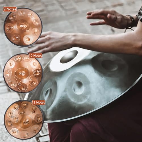 LXHGVKHJ Handpan Drum 432Hz/440Hz, 9/10/12 Notes 22 Inches Percussion Instrument With Drum Tripod, Steel Handpan Instrument For Meditation Yoga Sound Healing (Color : 432Hz, Size : 12 Notes)
