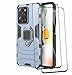 Produktbild WOBURN Hülle für Xiaomi Poco X5 Pro 5G + 2 Panzerglas Schutzfolie, TPU/PC Stoßfest Handyhülle mit 360 ° Drehung Fingerring Stände, Silikon Bumper Schutzhülle, Blau